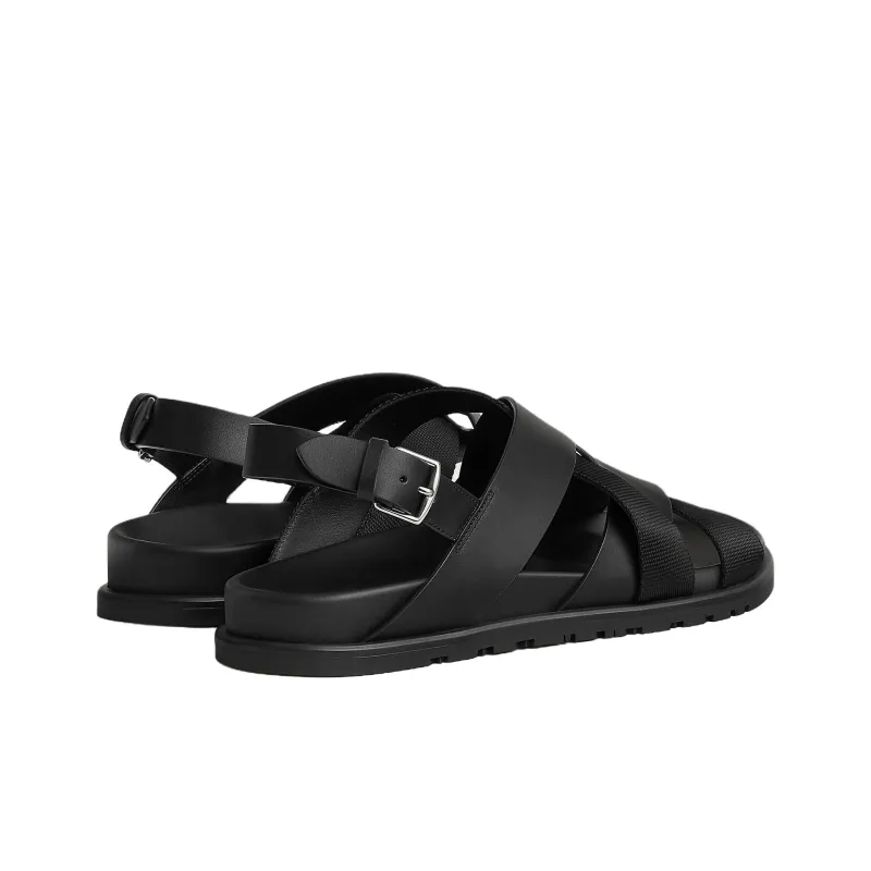 HERMES Heracles One Strap Sandals Men's Black-3