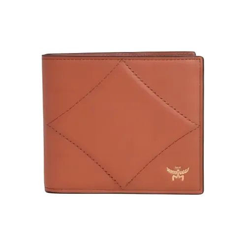 MCM Calfskin Wallet Small Size Men's Coconut Shell Brown