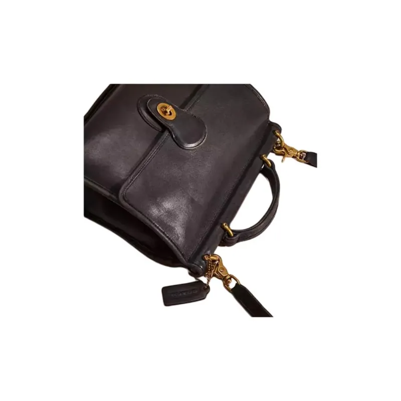 COACH Willis Leather Handbag, Shoulder Bag, Crossbody Bag Large Size Women's Black-2