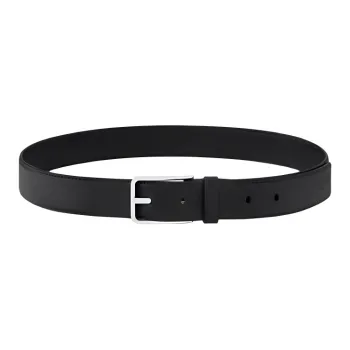 LOUIS VUITTON Leather Belts Men's Black Width 3CM