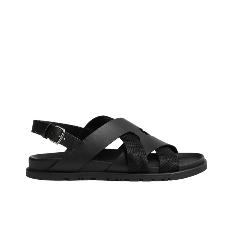 HERMES Heracles One Strap Sandals Men's Black-1