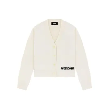 WE11DONE Logo intarsia Wool Cardigan