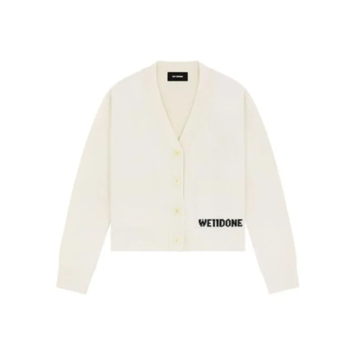 WE11DONE Logo intarsia Wool Cardigan-0