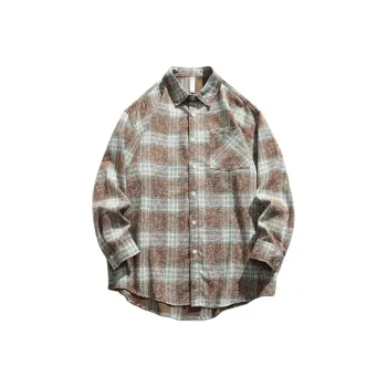 JEEP SPIRIT Shirt Men's Brown And Green Plaid