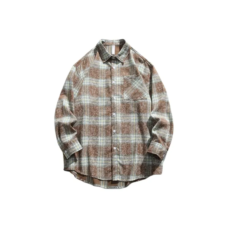 JEEP SPIRIT Shirt Men's Brown And Green Plaid-0