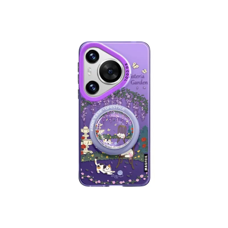 Marsfield Acrylic Material Soft Edge Magnetic Phone Case Purple Garden Myersphill Compatibility Huawei P70/60/50/40PRO-1