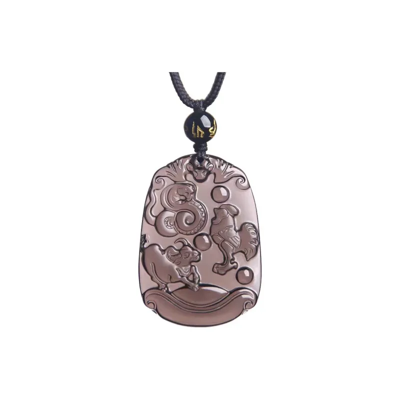 Lingxiang Yurun Obsidian Necklaces Unisex-35
