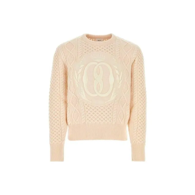 BALLY Logo Embroidered Cable Knit Jumper-0