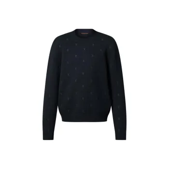 LOUIS VUITTON 1AGHUB Embroidered Signature Merino Crewneck