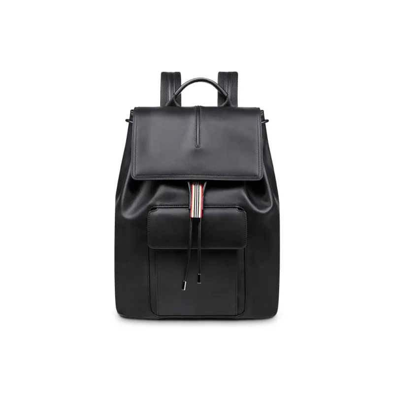 VIHUS Top Grain Cow Leather Backpack Men's Black-1