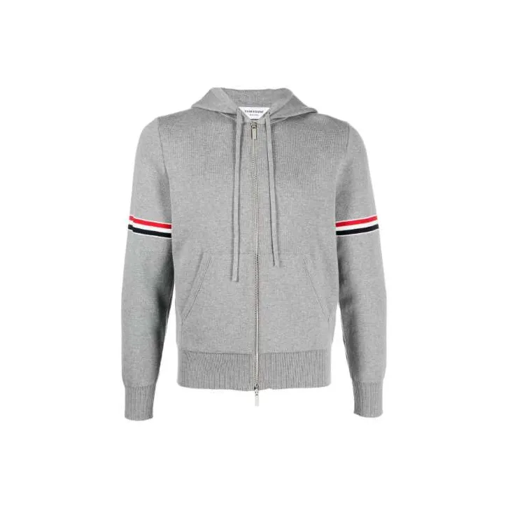 THOM BROWNE Zip Up Drawstring Hoodie-0