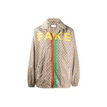 GUCCI Gg Supreme Canvas 'Not Fake' print Jacket