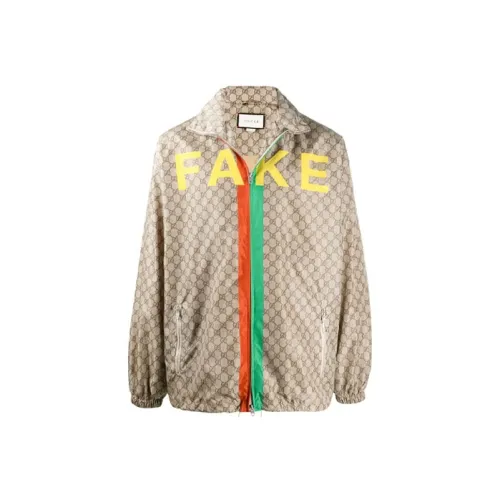 GUCCI Gg Supreme Canvas 'Not Fake' print Jacket