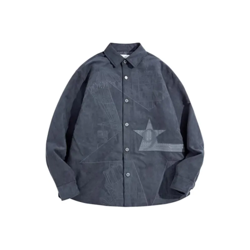PEACEBIRD MEN x Daria Song Shirt Men's Gray Blue 1-0