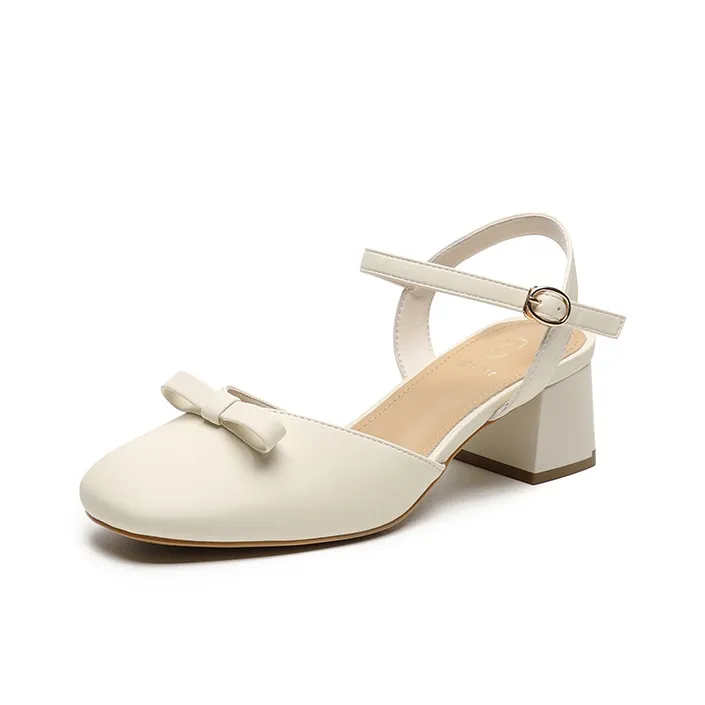 JOSINY Chunky Heel High Heels Women's Ecru-1