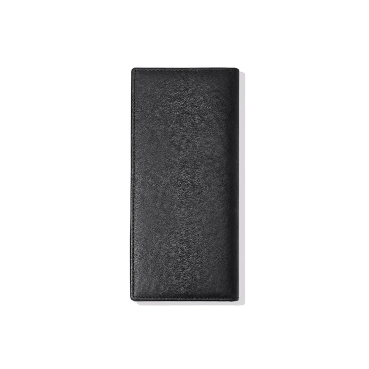 CinvaiKrose Cow Leather With Synthetic Leather Long Coin Purse, Clutch Storage Document Wallet Men's Black-2