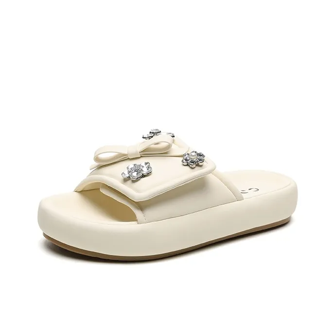 JOSINY Rubber Sole Slide Slippers Women's Ecru-1