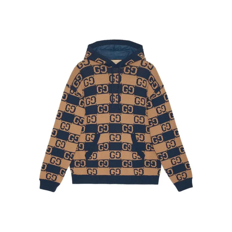 GUCCI Monogrammed Intarsia Drawstring Hoodie-0