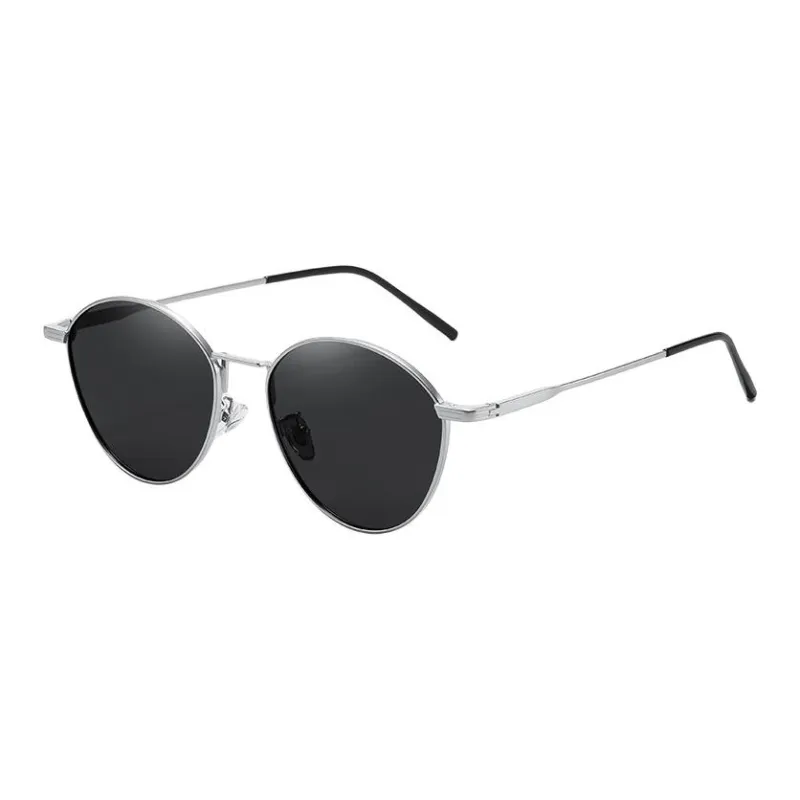 Thunder Pailong Metal Round Sunglasses Women's Black, Silver, Gold-1