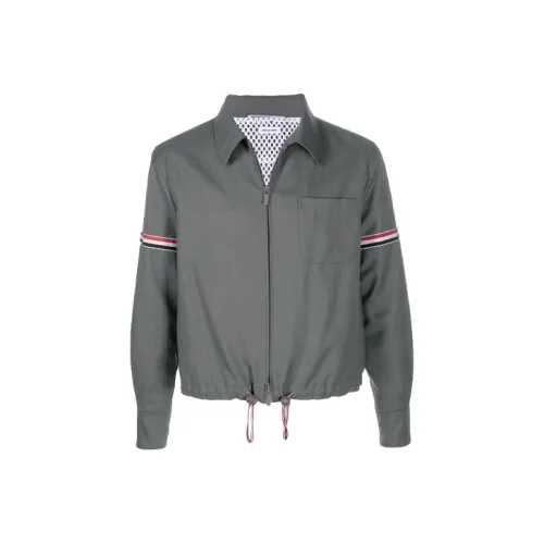 THOM BROWNE Striped Zip up Shirt Jacket