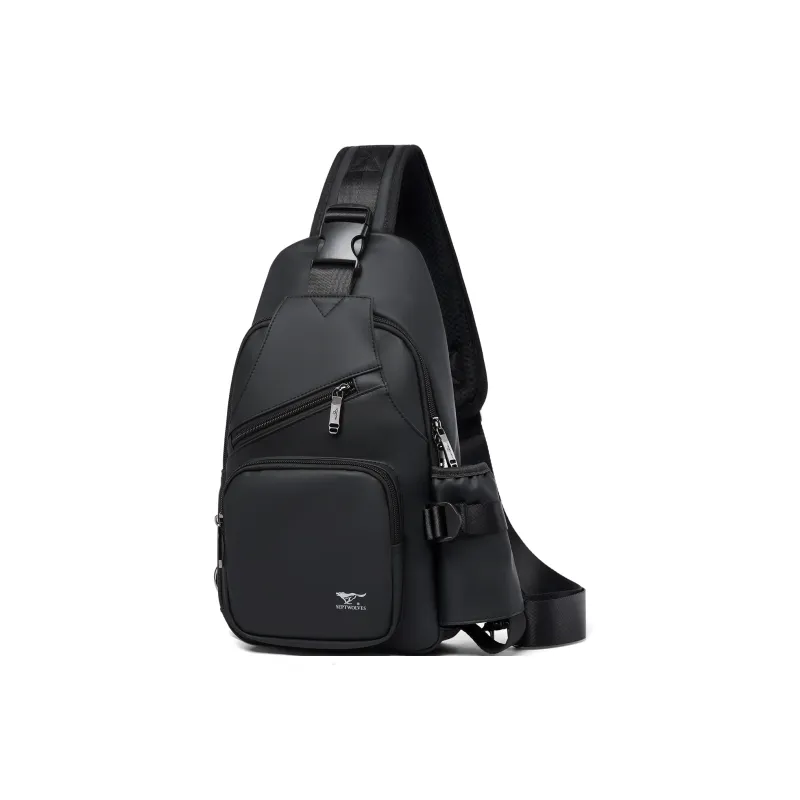 SEPTWOLVES Artificial Leather Commute Water Repellent Shoulder Bag, Crossbody Bag QPL Unisex Black-2