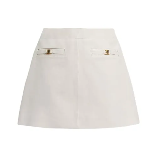 COACH Leather Short Skirts Women's White