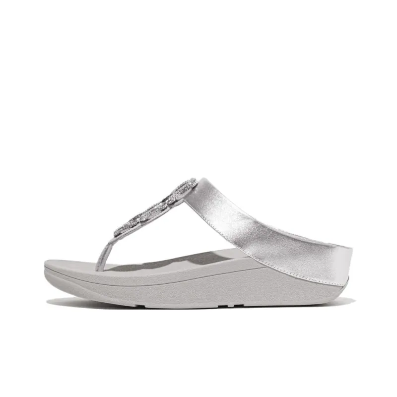 FITFLOP Rubber Sole Abrasion Resistant Flip Flops Women's Silver-0