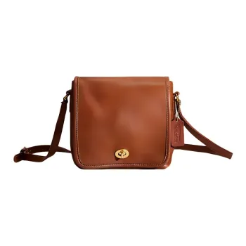 COACH Companion Glove Tanning Flap Bag Shoulder Bag Crossbody Bag Small Size Women's Red Brown