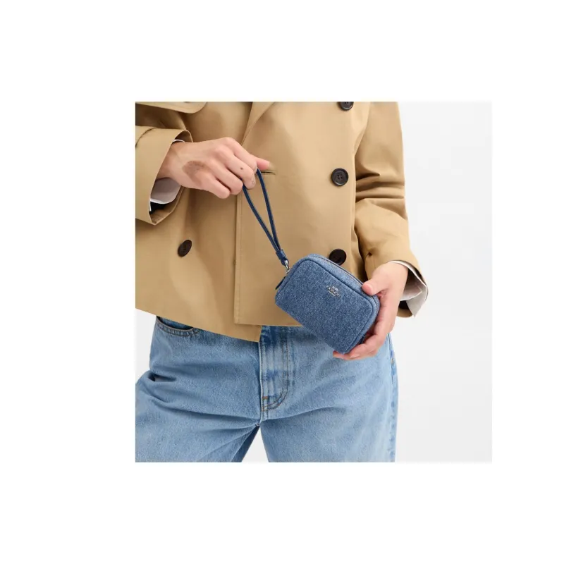COACH Pouch Denim Clutch Mini Women's Indigo-4