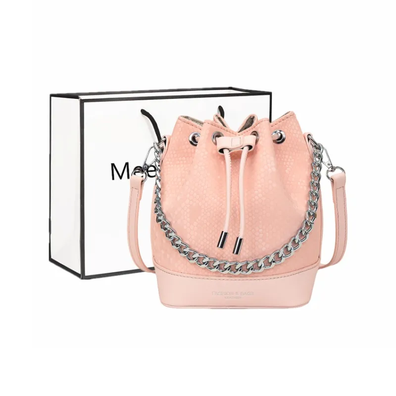 Fitchell PU Bucket Bag, Crossbody Bag Regular Women's Silver/Pink/Black & White/Black/Red/White-1