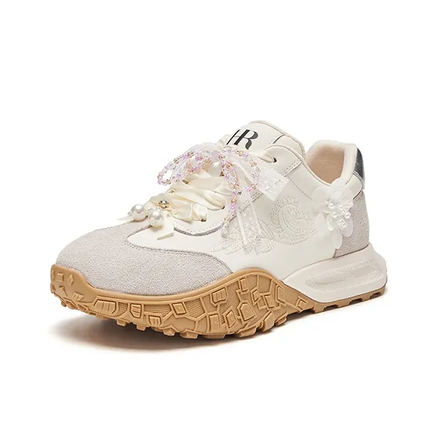HR Height Increasing Slip Resistant Low Top Casual Shoes Women's Beige-1