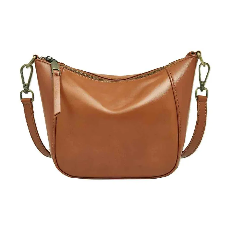 Old Man's Head Top Grain Cow Leather Crossbody Bag Regular Women's Black/White/Lemon/Khaki-13