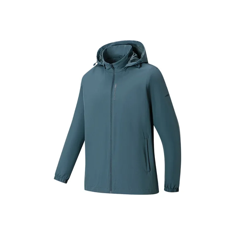 Erke Tennis Series Trench Coat Men's Cyan Gray Blue-0
