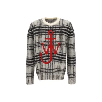 JW Anderson Logo Intarsia Knit Checked Jumper
