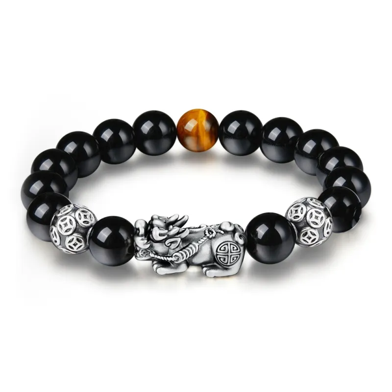 HAPPY BEAN Obsidian Bracelets Unisex-0