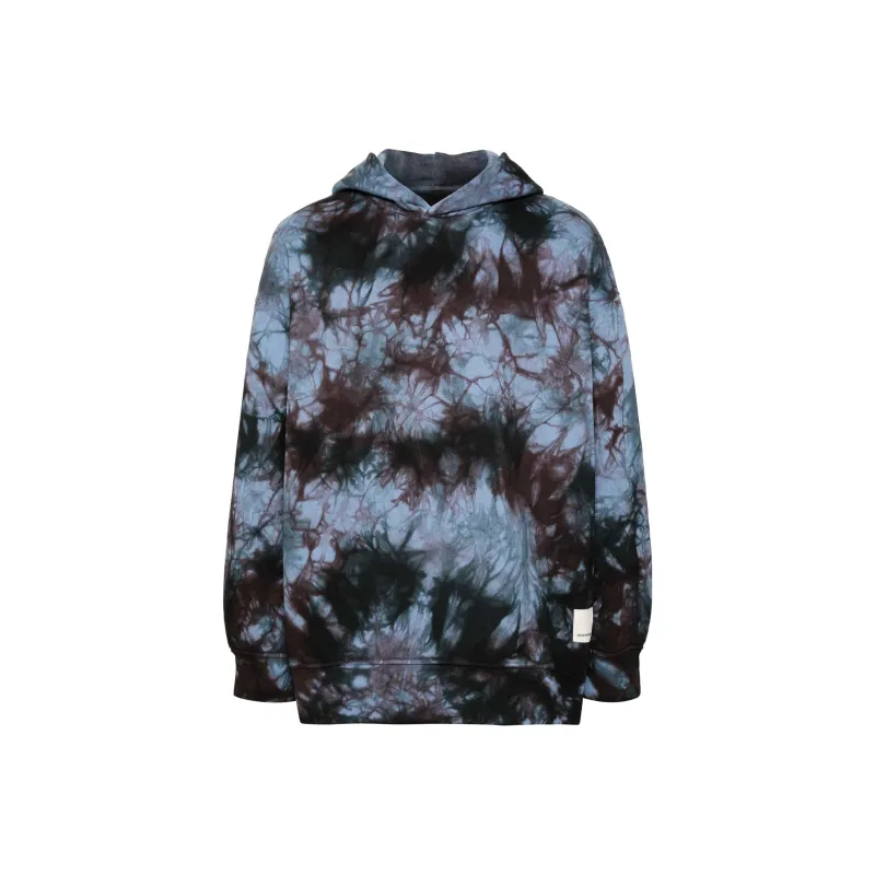 EMPORIO ARMANI Asv Black Blue Capsule Collection Oversize Organic jersey Hooded Tie dye Print Sweatshirt-0