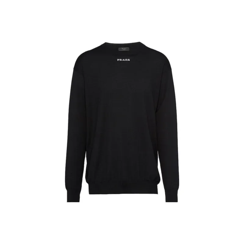 PRADA Logo Detailed Crewneck Knitted Jumper-0