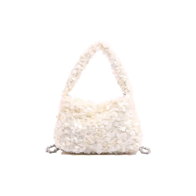 Yalu Sequins One Shoulder Handbag Regular Women's Black/White-7