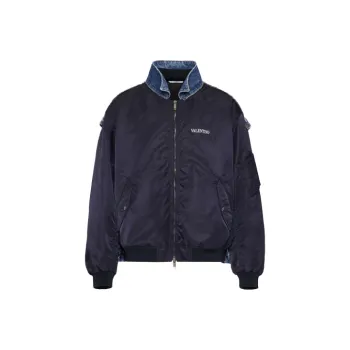 Valentino Logo Printed Zip Up Bomber Jacket