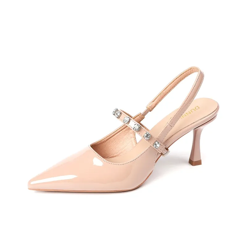 Dunnu Slim Heel High Heels 7CM Women's Nude-24