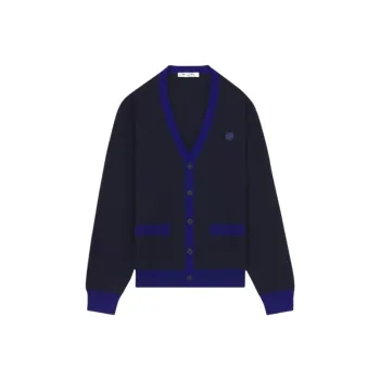 Maison Kitsune Bold Fox Head Patch V Neck Cardigan