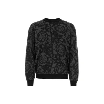 VERSACE Pattern-Embroidered Crewneck Knitted Jumper