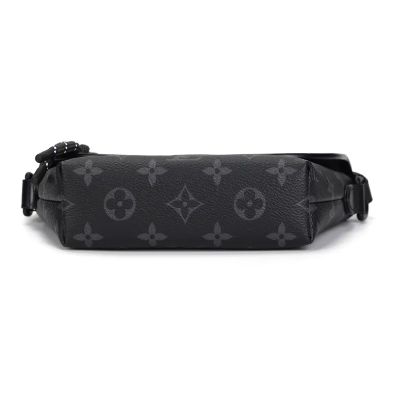 LOUIS VUITTON Leather Trim Shoulder Bag Crossbody Bag Men's Gray & Black-3