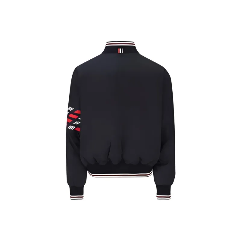 THOM BROWNE 4-Bar Striped Zipped Puffer Bomber Jacket-1