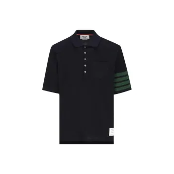 THOM BROWNE 4 Bar Stripe Detailed Short Sleeved Polo Shirt