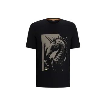 HUGO BOSS Logo print Cotton T shirt Black