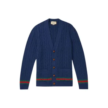 GUCCI Cashmere And Wool Cable Knit Cardigan