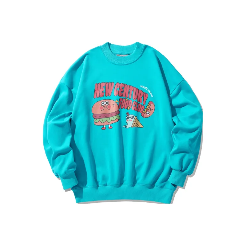 GUKUUL Fun Cartoon Letter Print Loose Fit Crew Neck Pullover Long Sleeved Sweatshirt Unisex-3