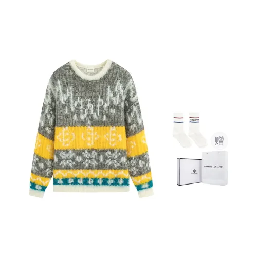 Charlie Luciano Sweater Unisex Gray Yellow