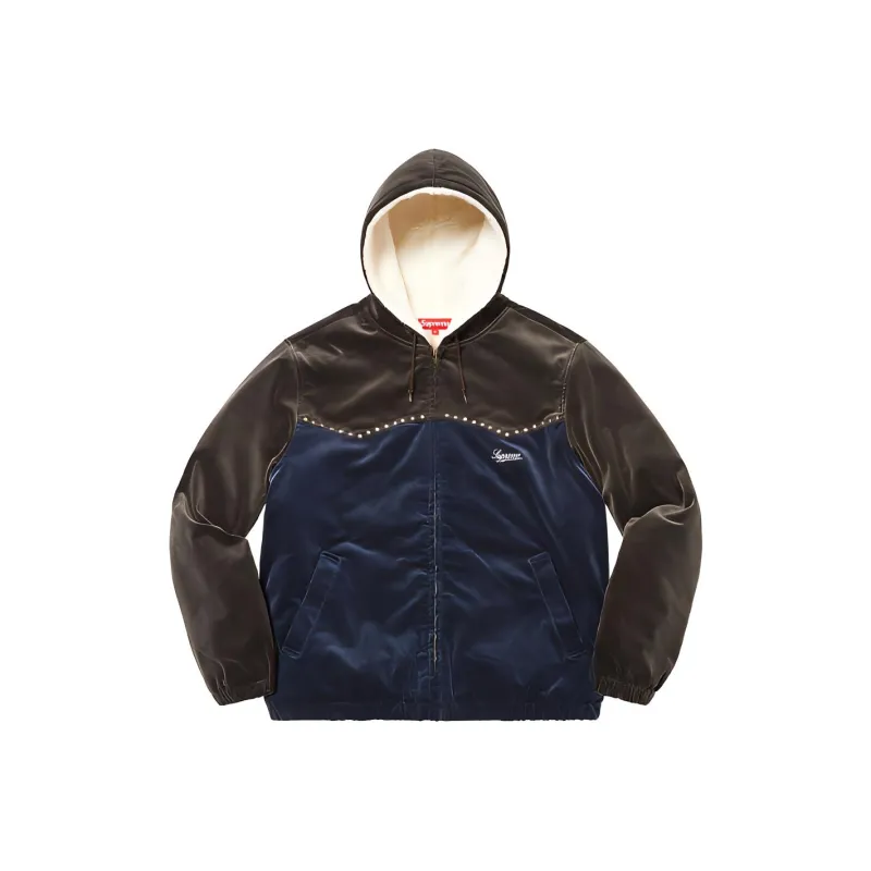 Supreme Studded Velvet Hooded Work Jacket-6